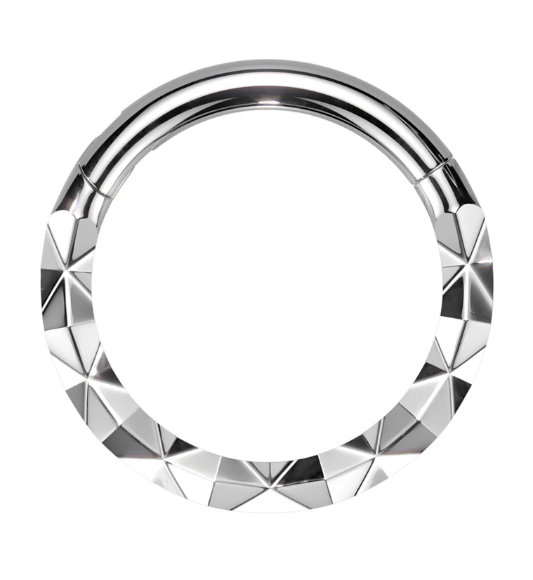 Faceted Front Stainless Steel Hinged Segment Ring - Mrs Treak