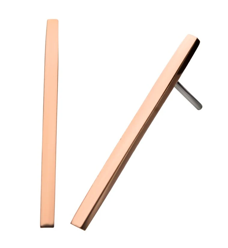 14kt Rose Gold Bar Threadless Top - Mrs Treak