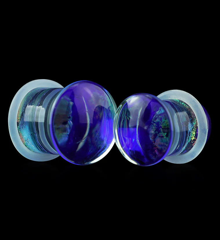 Nightfall Dichroic Glass Single Flare Plugs - Mrs Treak