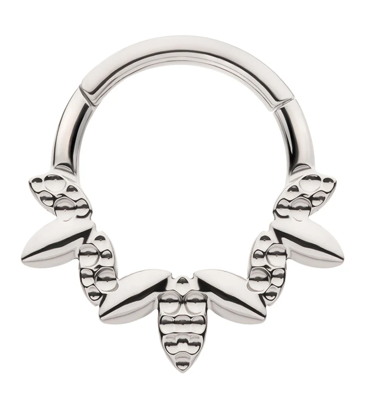 Alternate Hammered Marquise Titanium Hinged Segment Ring - Mrs Treak