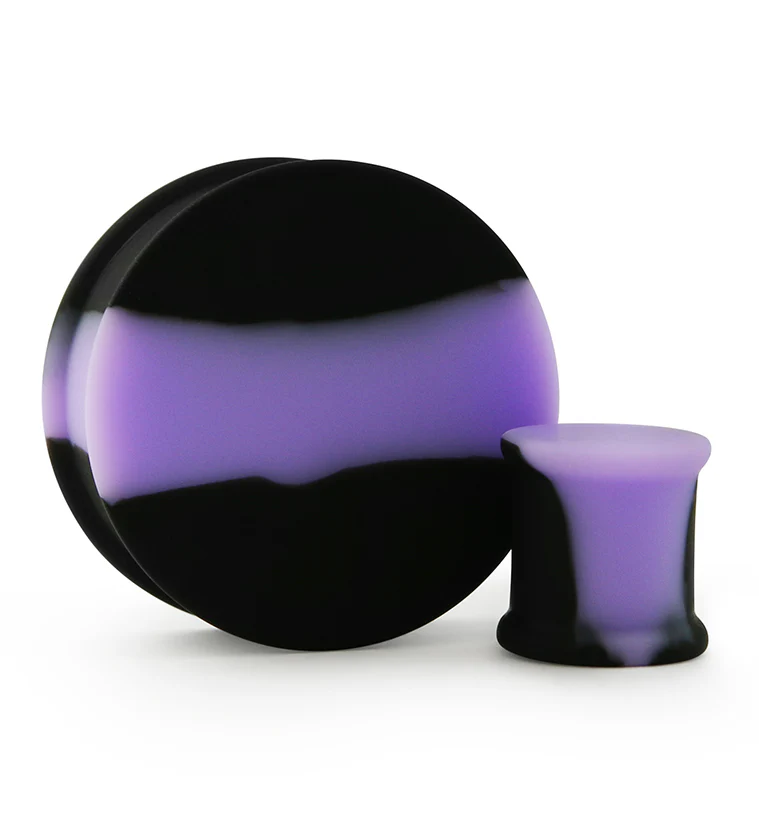 Lavender And Black Double Flare Silicone Plugs - Mrs Treak