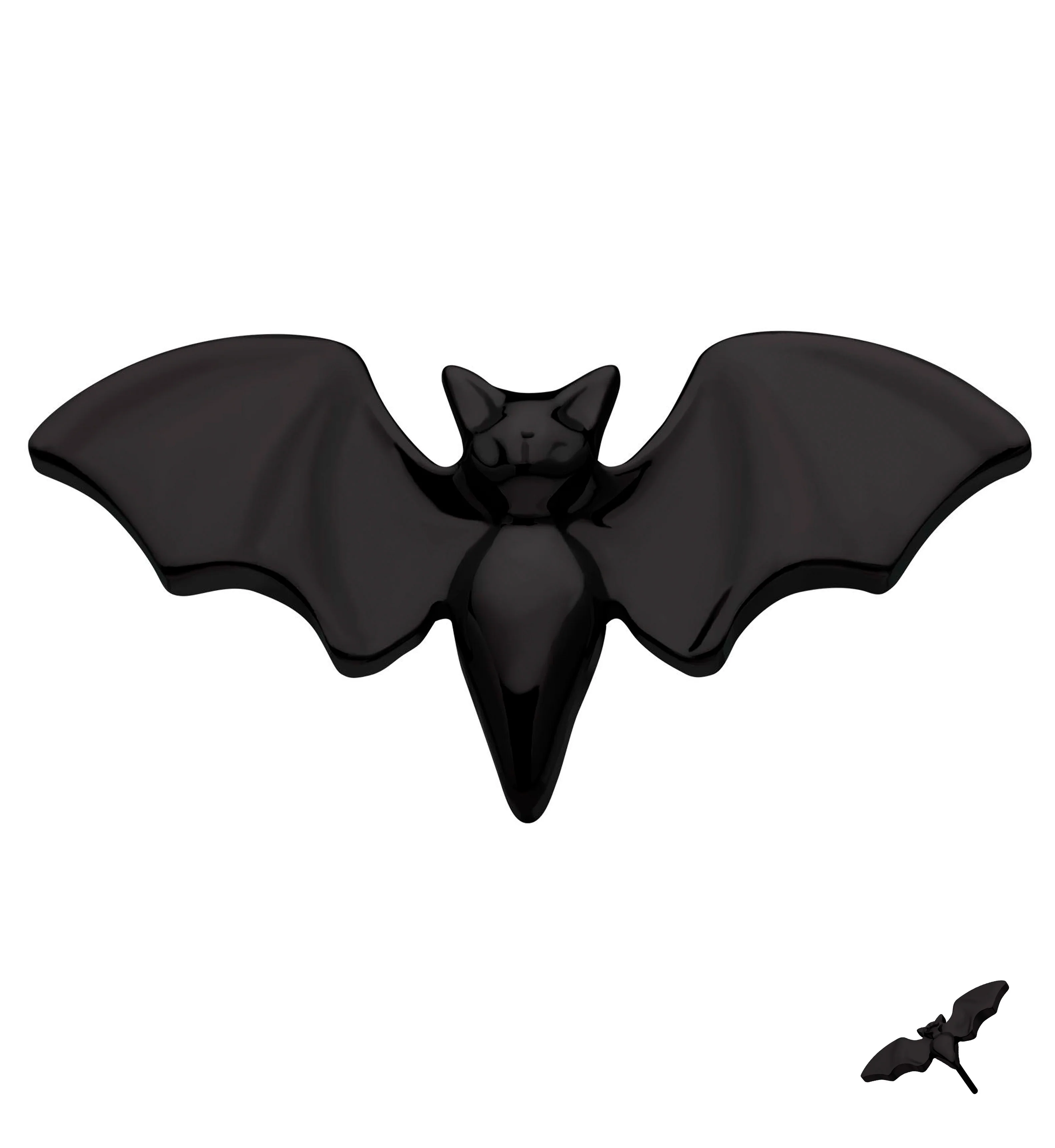 Black PVD Bat Titanium Threadless Top - Mrs Treak