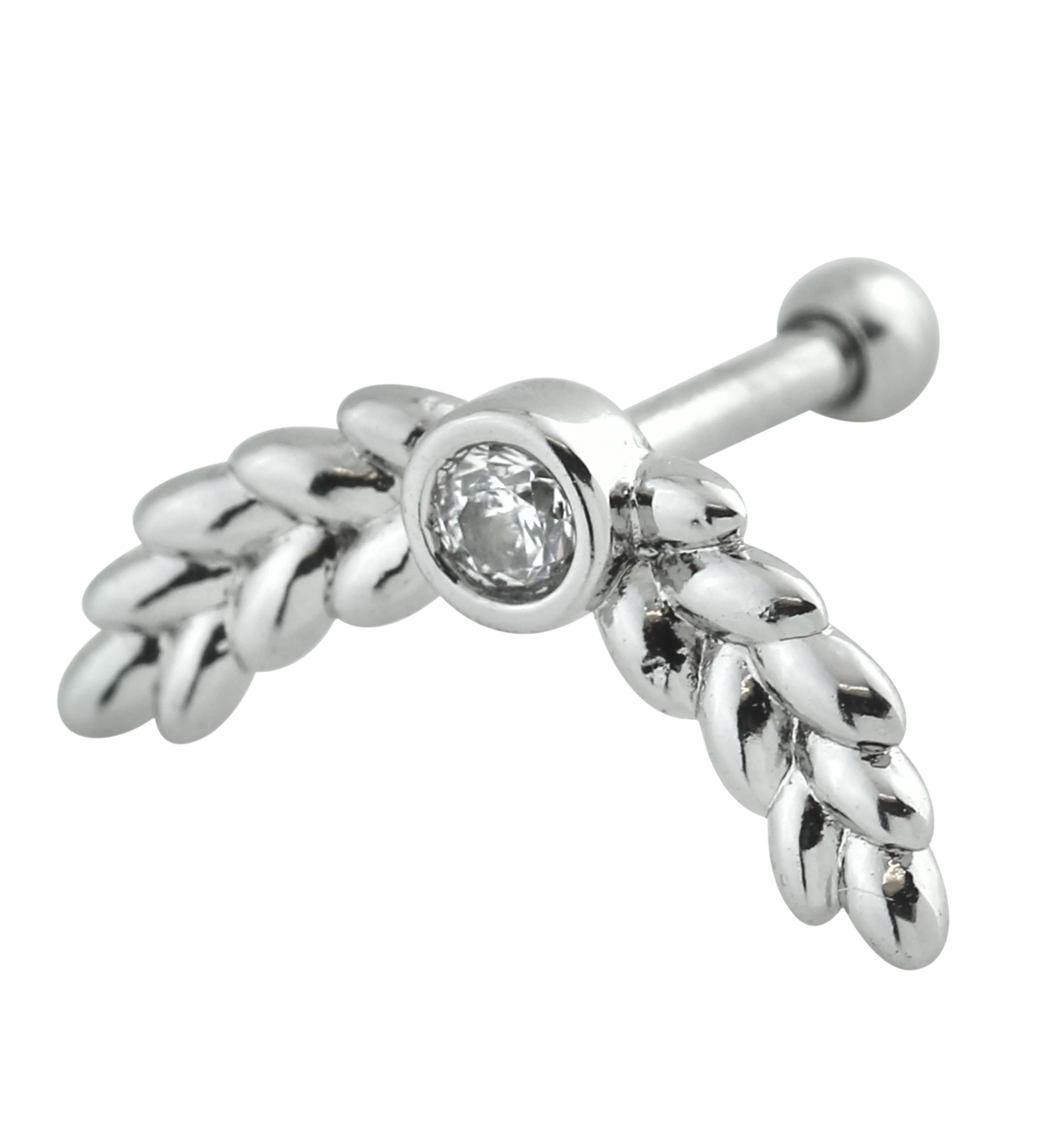 Olive Branch Clear CZ Cartilage Barbell - Mrs Treak