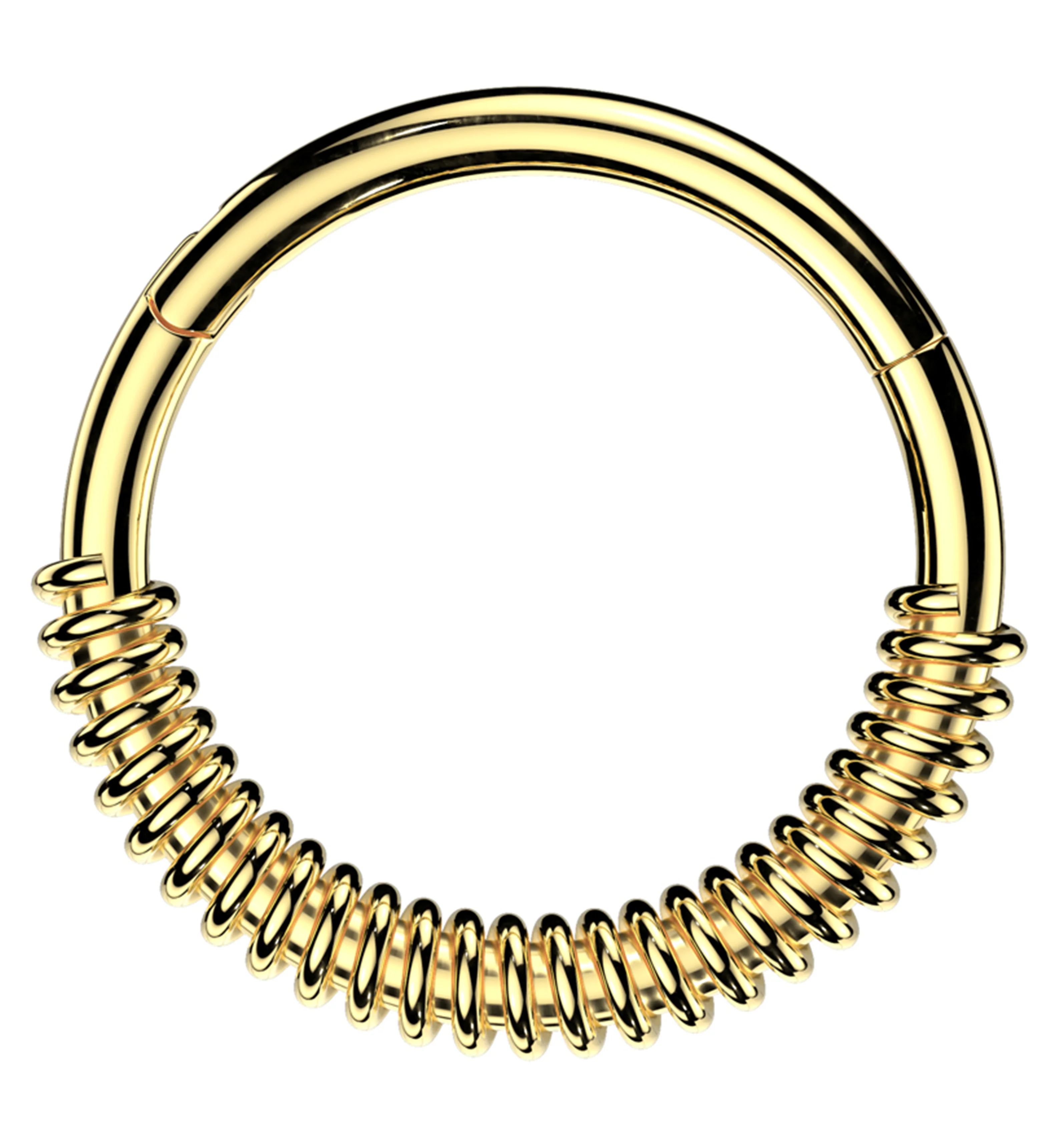Gold PVD Coil Stainless Steel Hinged Segment Ring - Mrs Treak