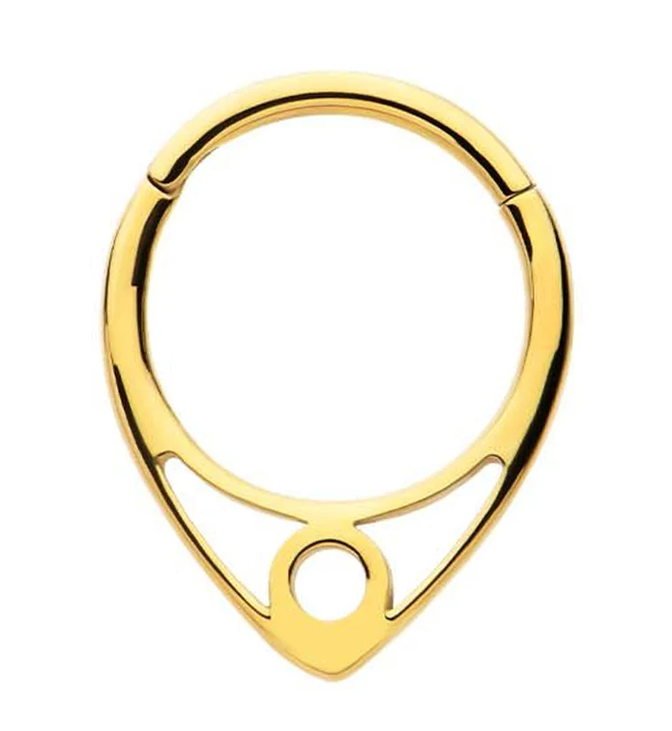 Gold PVD Circle Point Stainless Steel Hinged Segment Ring - Mrs Treak
