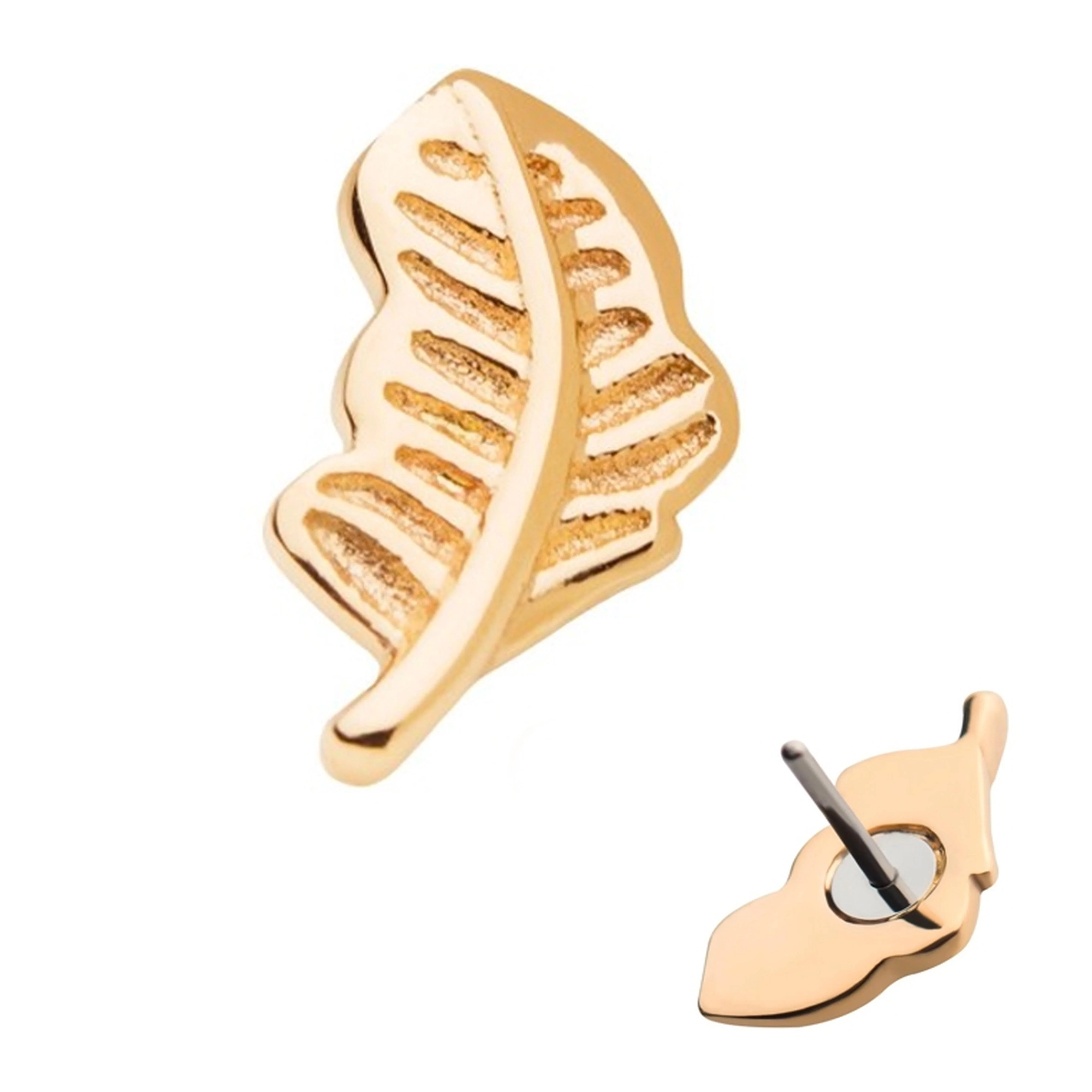 14kt Gold Feather Threadless Top - Mrs Treak