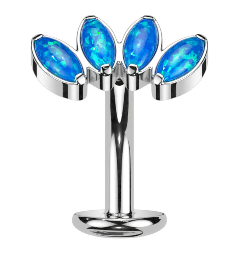 Contessa Blue Opalite Titanium Threadless Floating Belly Button Ring (Convex Disk) - Mrs Treak