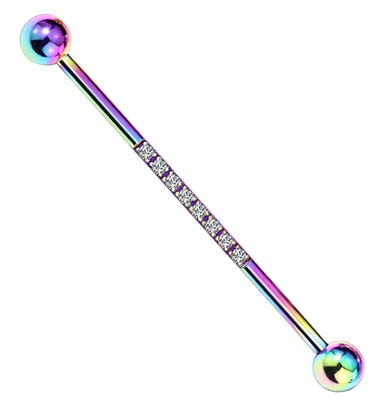 Center Line Rainbow PVD CZ Industrial Barbell - Mrs Treak