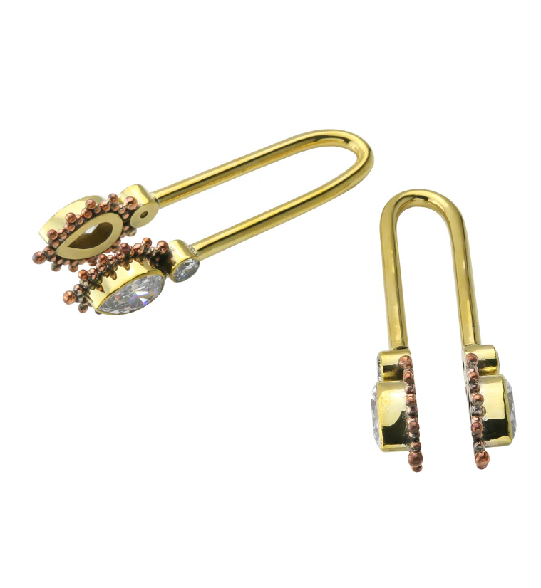 Beaded Teardrop CZ Brass Ear Weights - Mrs Treak