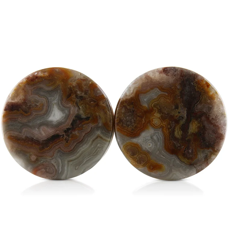 Laguna Lace Agate Stone Plugs 1 Inch (25mm) Version 3 - Mrs Treak
