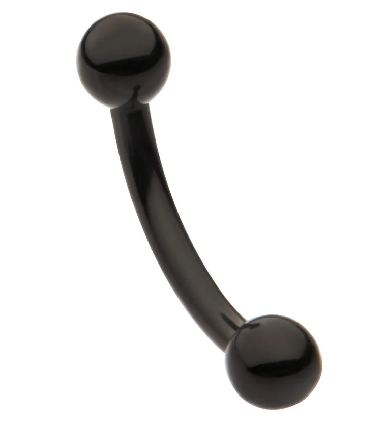 Black PVD Ball Titanium Internally Threaded Curved Barbell - Mrs Treak