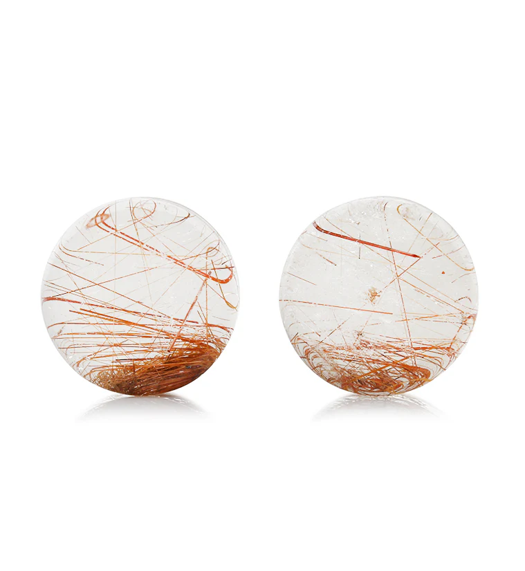 Rutilated Quartz Stone Plugs 3/4