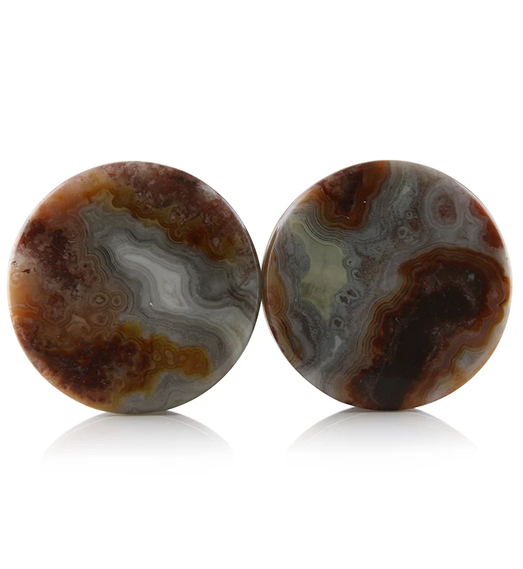 Laguna Lace Agate Stone Plugs 1 Inch (25mm) Version 18 - Mrs Treak