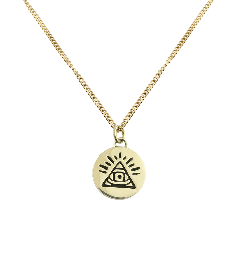 Illuminati Brass Charm Necklace - Mrs Treak