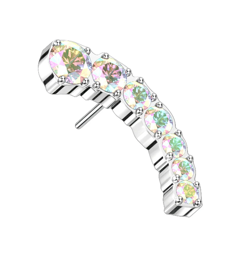 Ascend Rainbow Aurora CZ Threadless Titanium Top - Mrs Treak