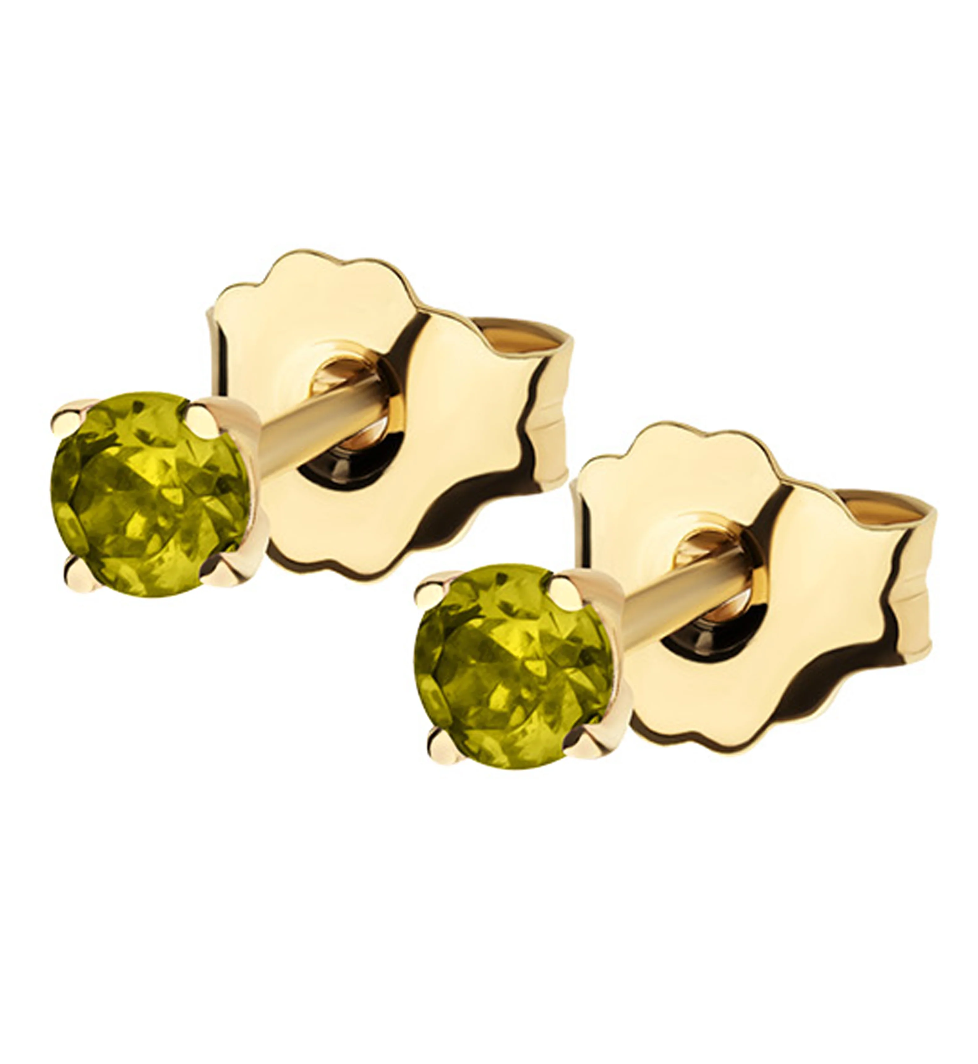 14kt Gold August Birthstone Peridot CZ Stud Earrings - Mrs Treak