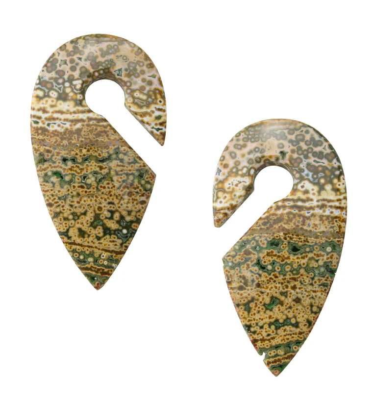 Ocean Jasper Stone Keyhole Ear Weights - Mrs Treak
