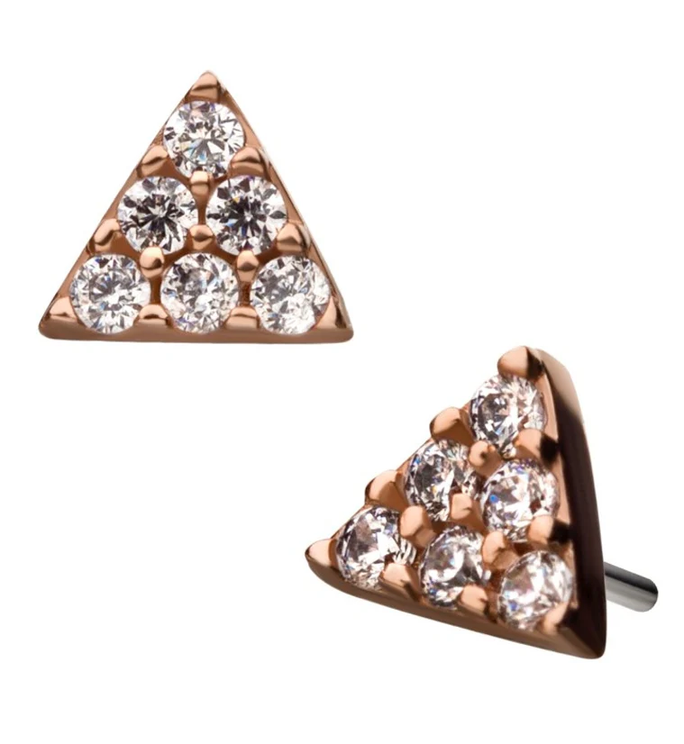 14kt Rose Gold Triangle CZ Threadless Top - Mrs Treak