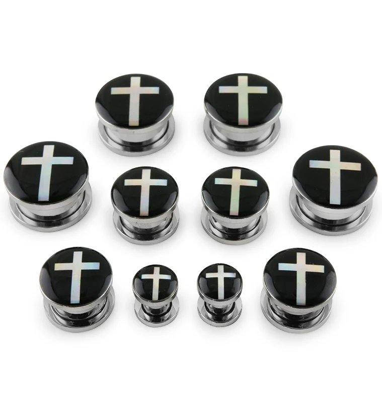 Hologram Cross Stainless Steel Plugs - Mrs Treak