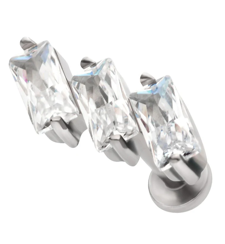 18G Slant Clear CZ Titanium Internally Threaded Labret - Mrs Treak