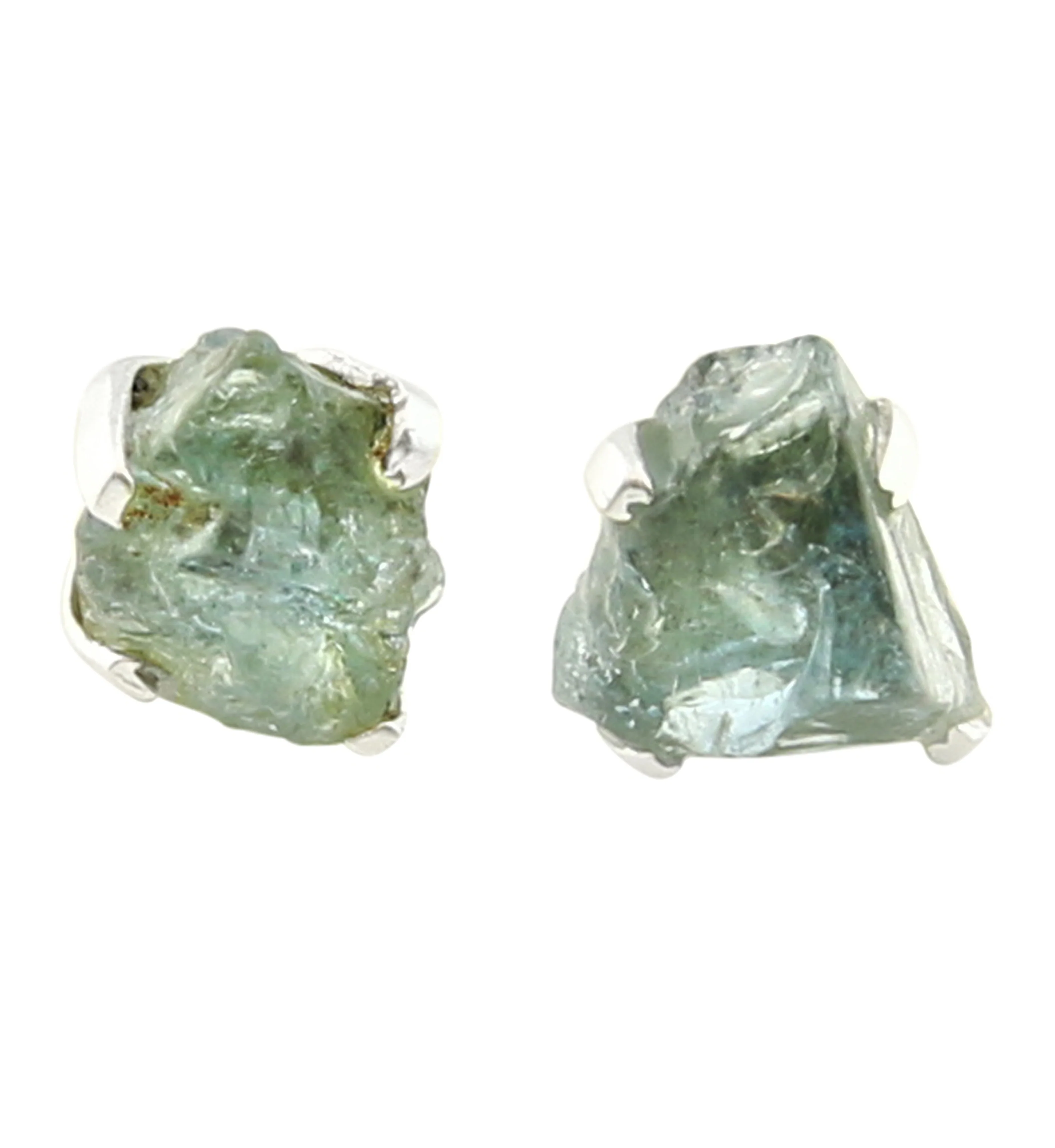 Aquamarine Stone Prong Set Sterling Silver Earrings - Mrs Treak