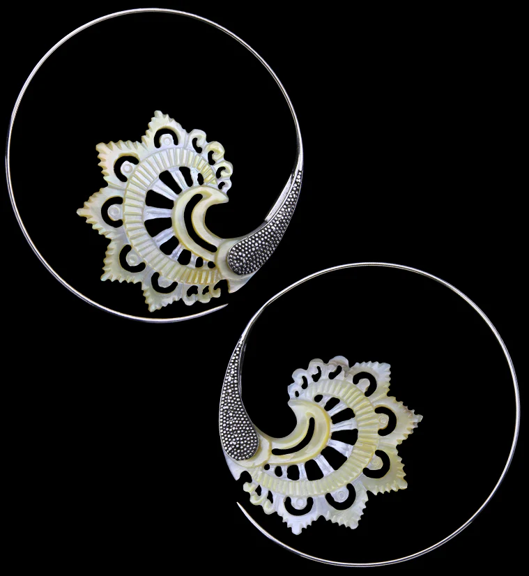 18G Florid White Brass MOP Hangers / Earrings - Mrs Treak