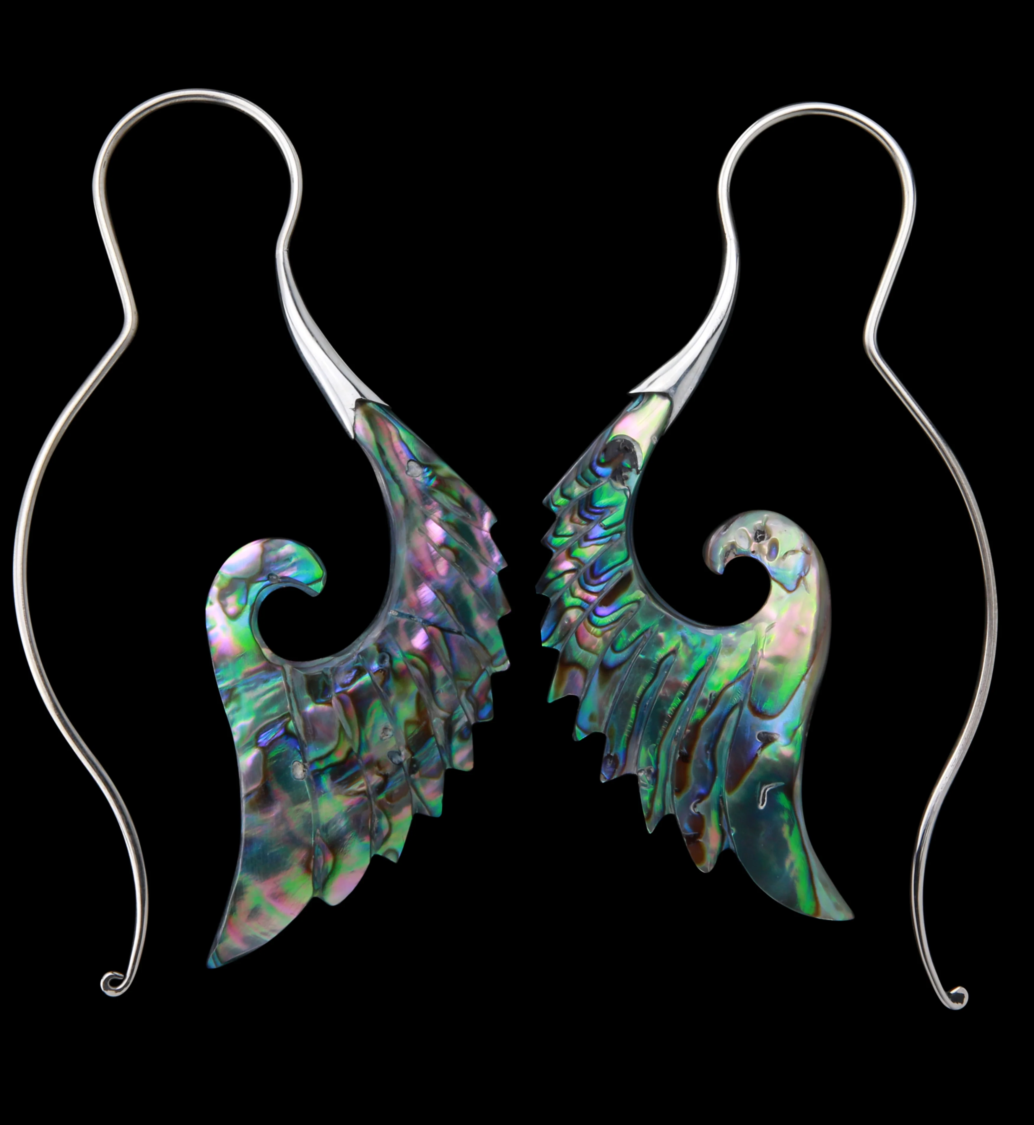 18G Cherub Wing White Brass Abalone Hangers / Earrings - Mrs Treak
