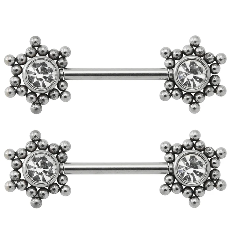 14G Hexad Threadless Nipple Ring Barbells - Mrs Treak