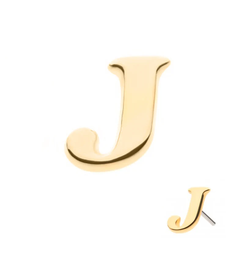14kt Gold Letter J Threadless Top - Mrs Treak