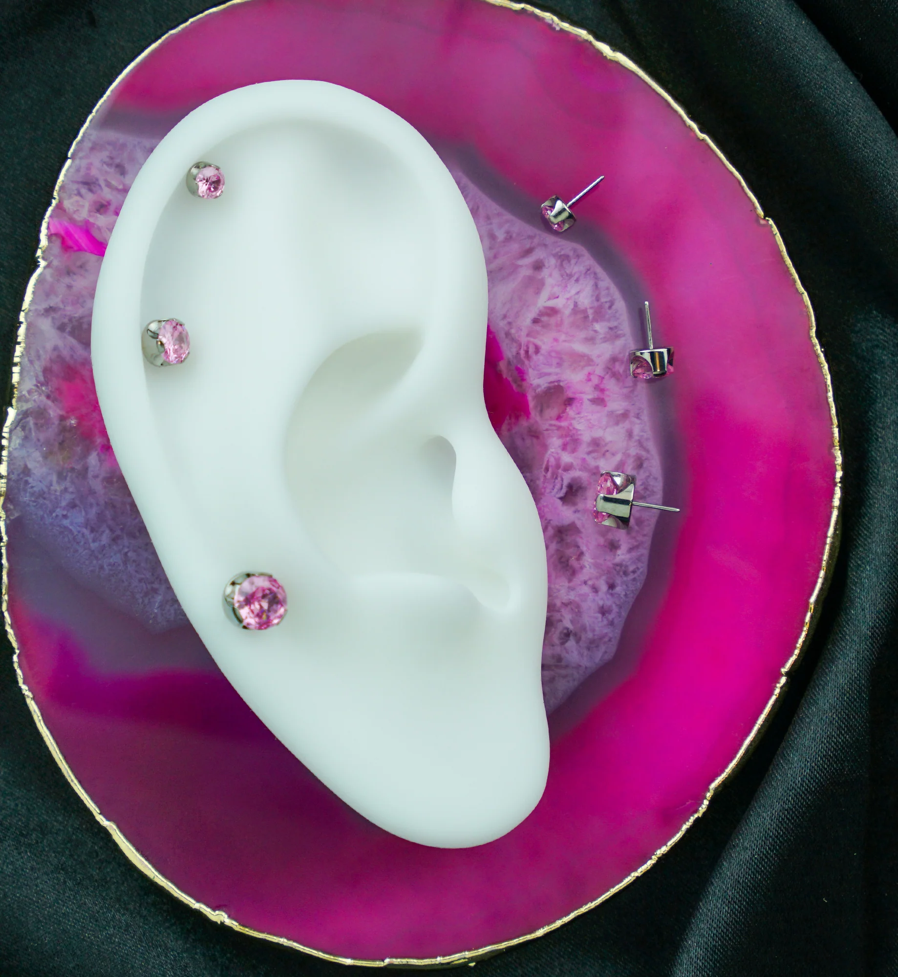 Pink Dome CZ Titanium Threadless Top - Mrs Treak