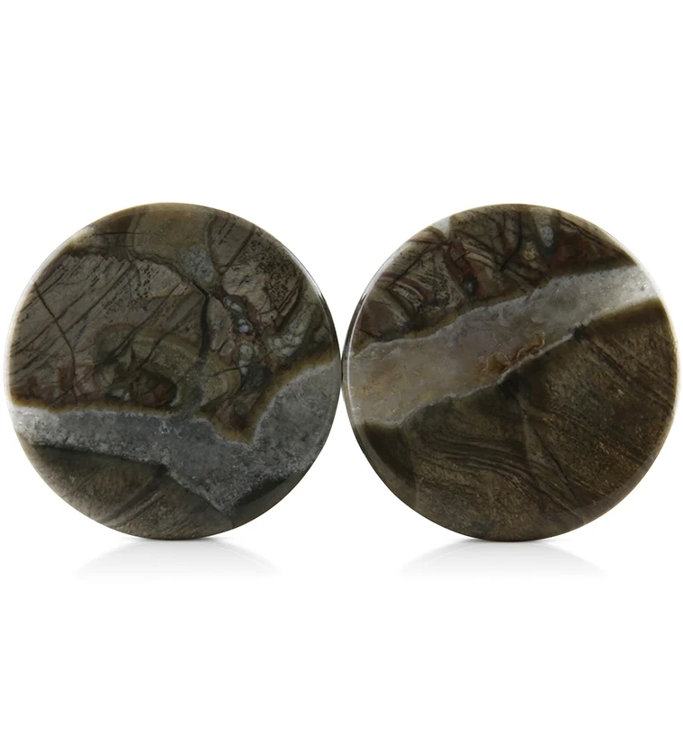 Mushroom Jasper Stone Plugs 1 Inch (25mm) Version 1 - Mrs Treak