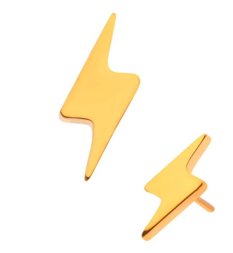 24kt Gold PVD Titanium Electric Bolt Threadless Top - Mrs Treak