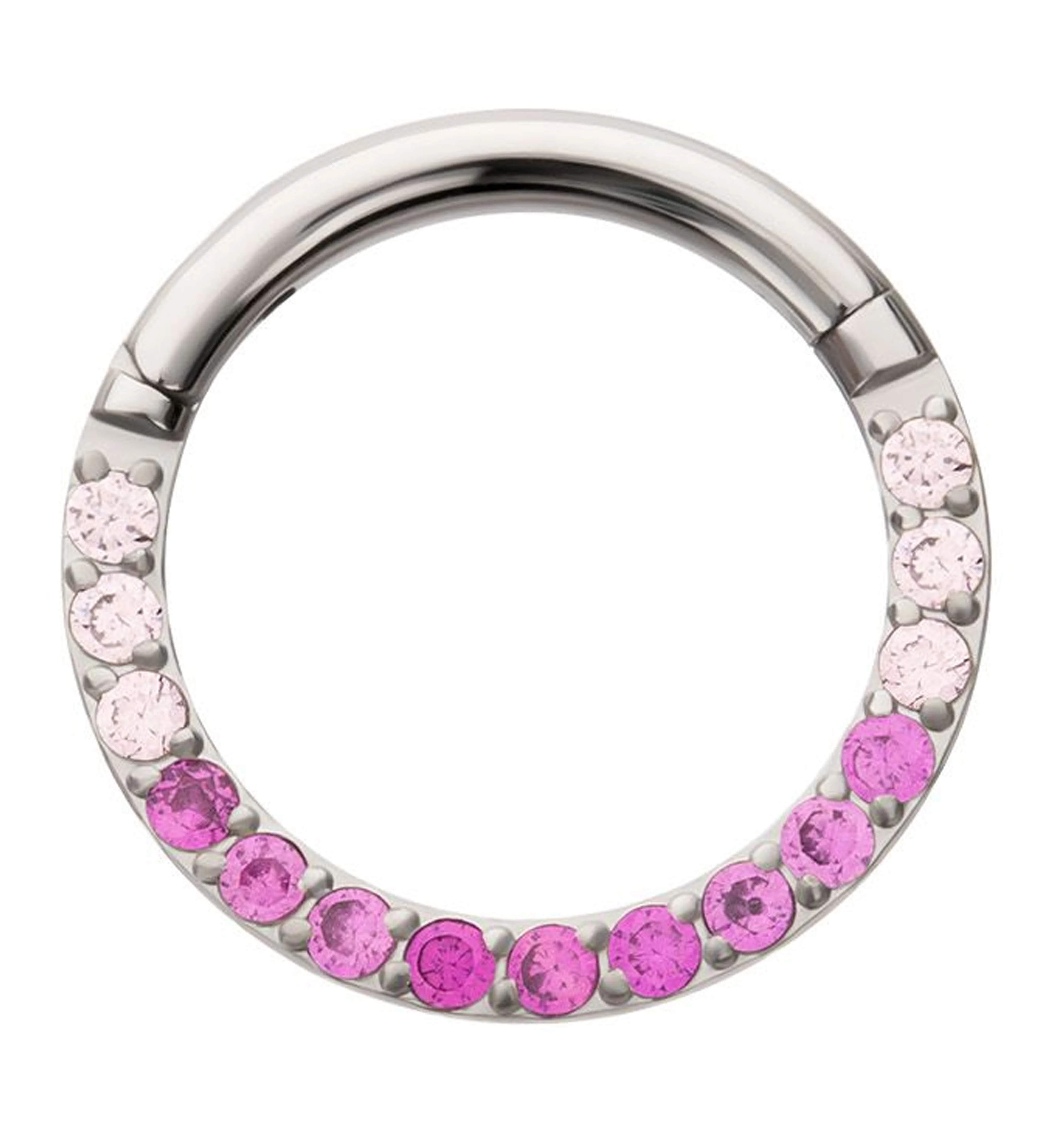 Pink Ombre CZ Titanium Hinged Segment Ring - Mrs Treak