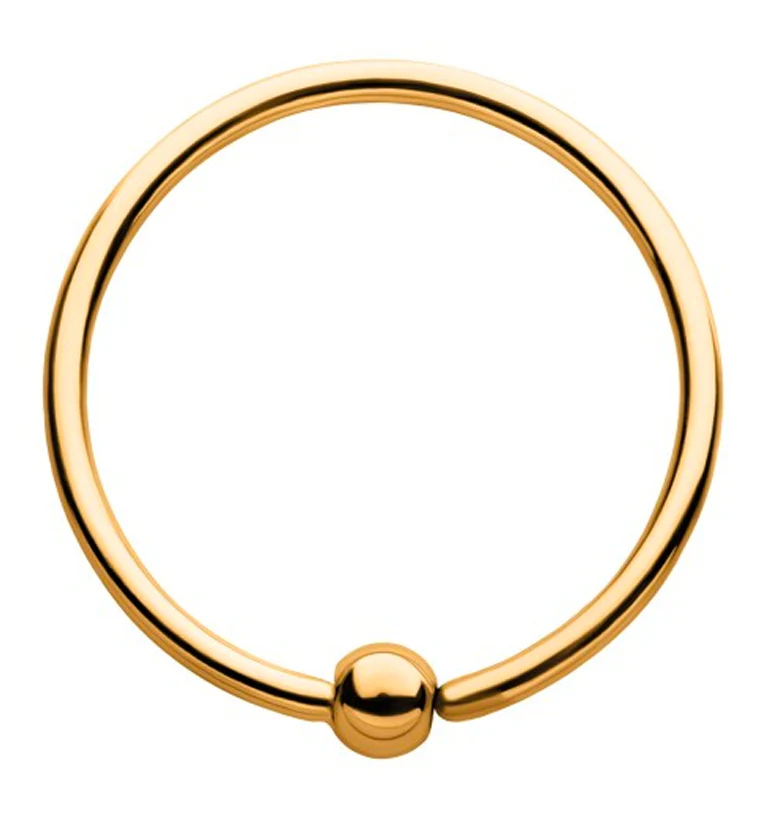 24kt PVD Gold Titanium Annealed Fixed Captive Bead Ring - Mrs Treak