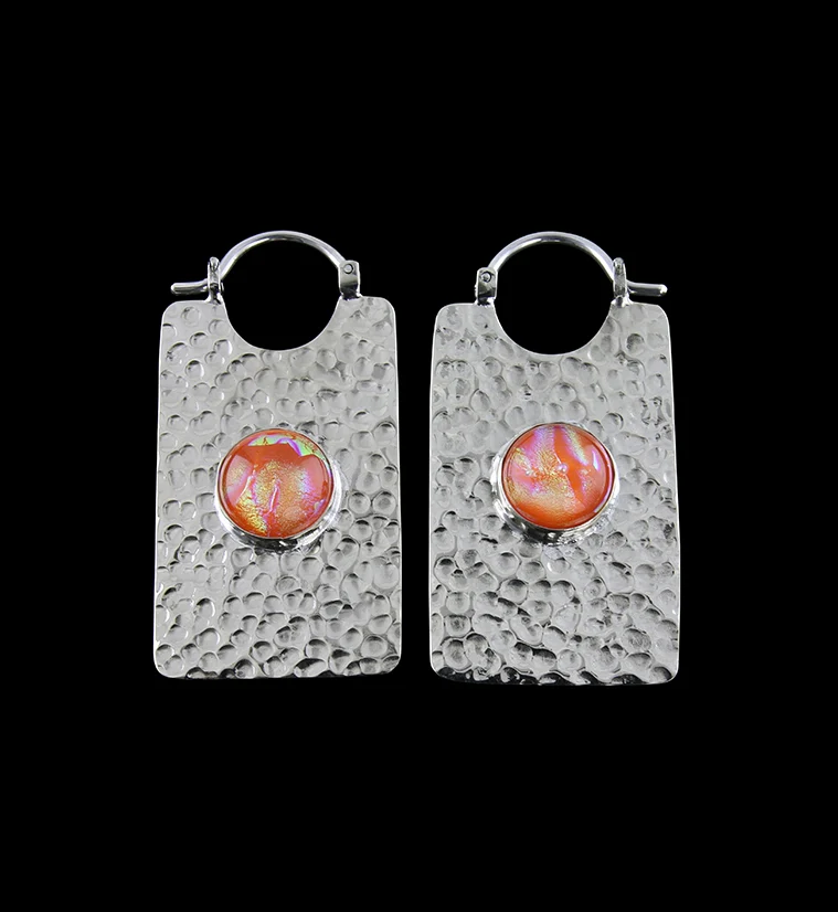 14G Lateral Sunset Dichroic Glass White Brass Hangers - Earrings - Mrs Treak