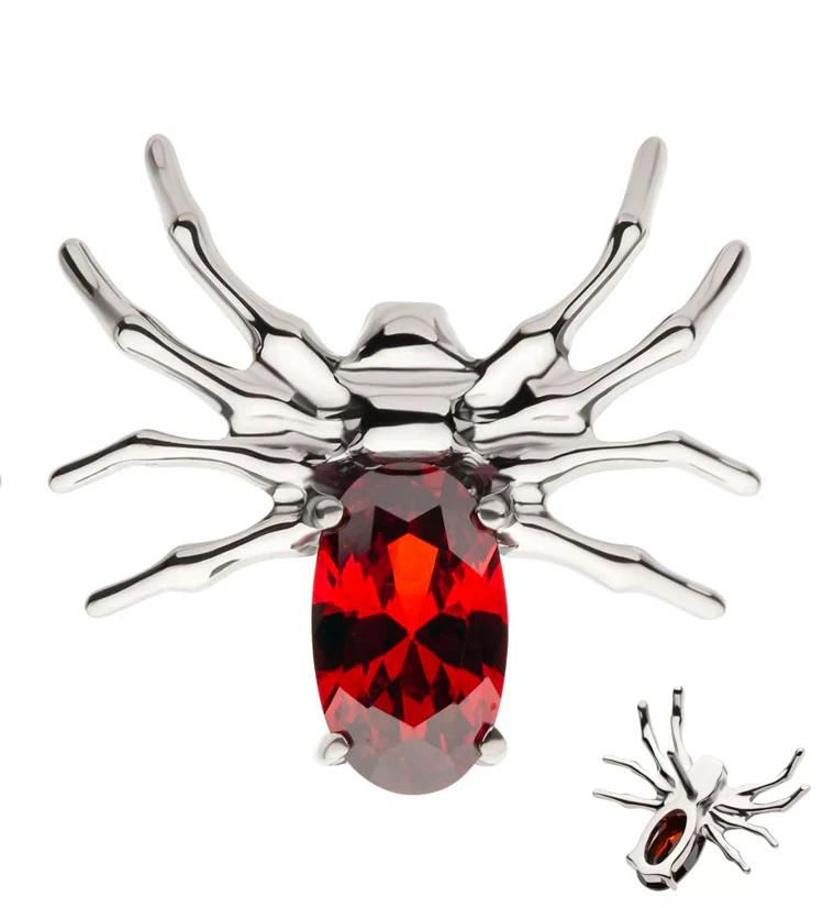 Spider Red CZ Threadless Titanium Top - Mrs Treak