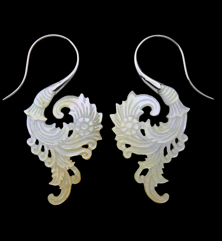 18G Sprig White Brass MOP Hangers / Earrings - Mrs Treak