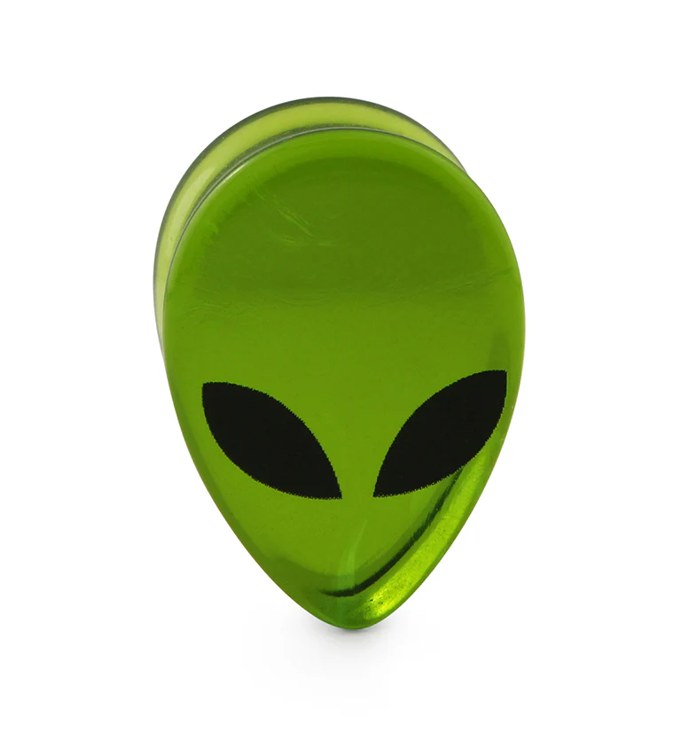 Green Alien Glass Reverse Teardrops - Mrs Treak