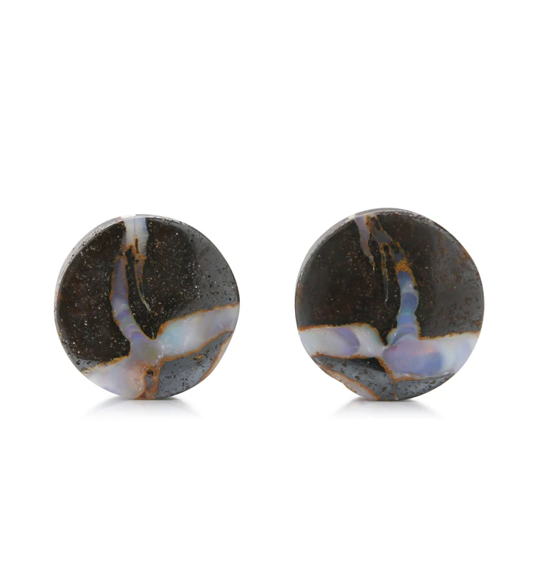 Boulder Opal Stone Plugs 9/16
