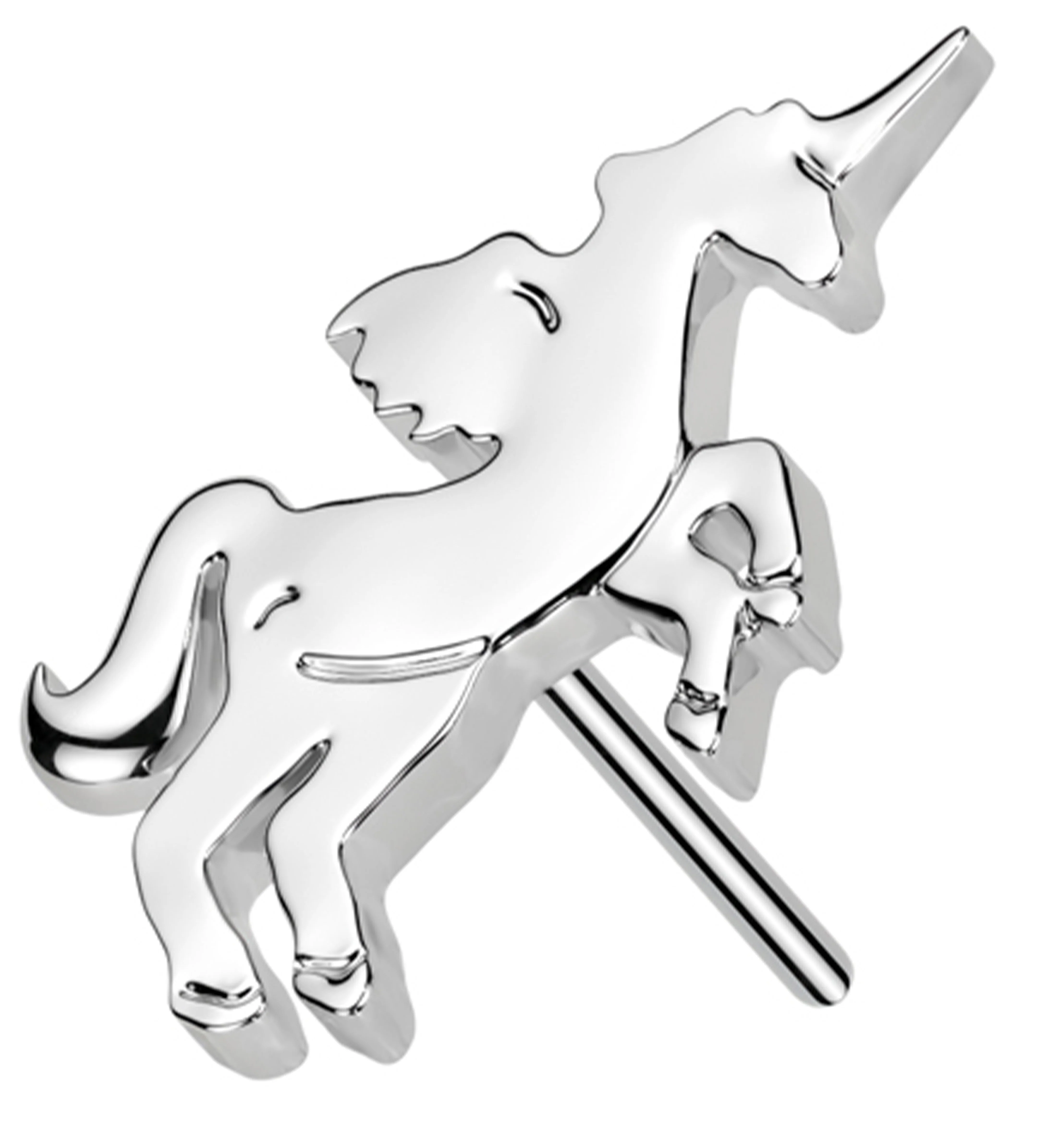 14kt White Gold Rearing Unicorn Threadless Top - Mrs Treak
