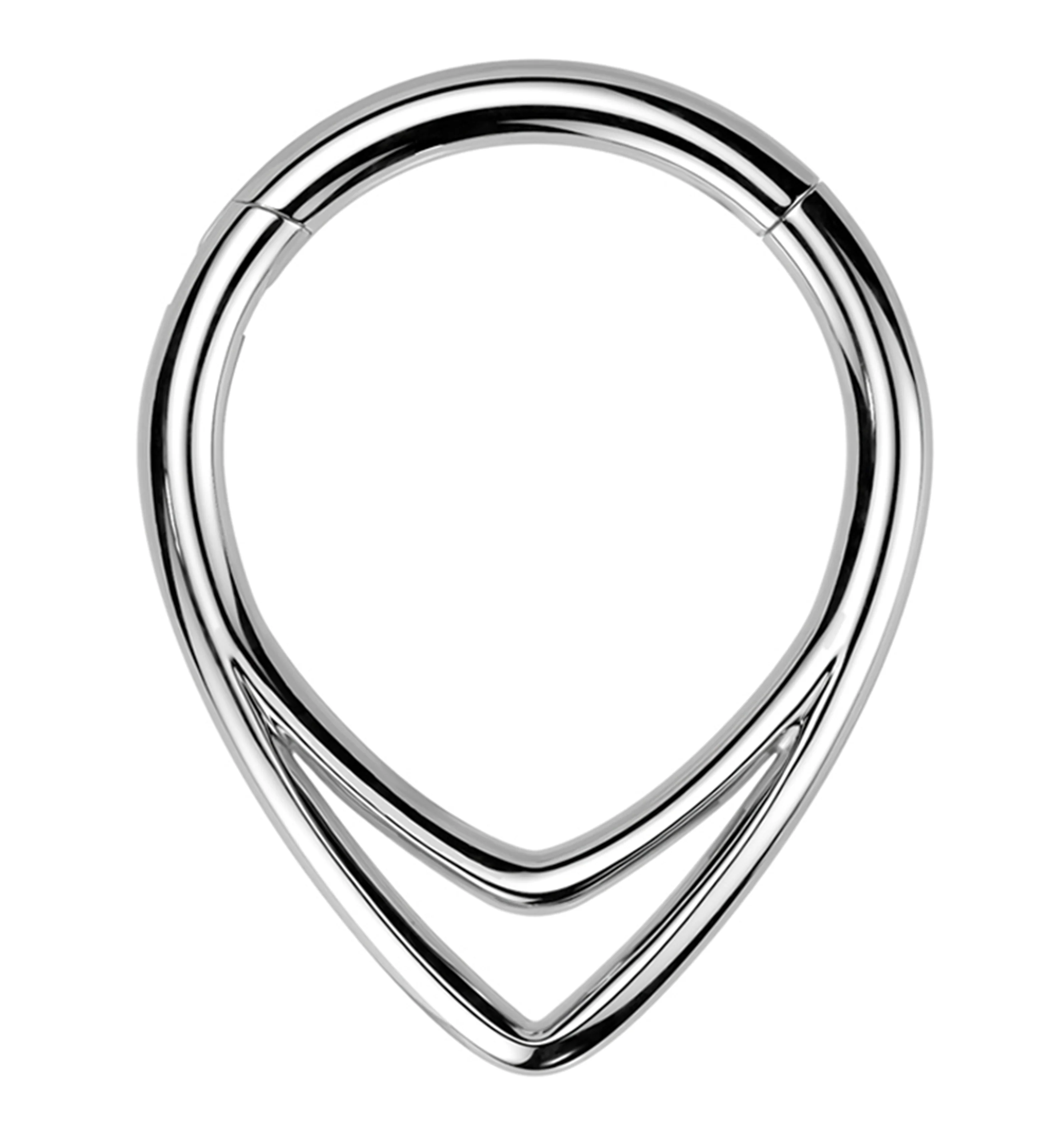 Double Lined Teardrop Titanium Hinged Segment Ring - Mrs Treak