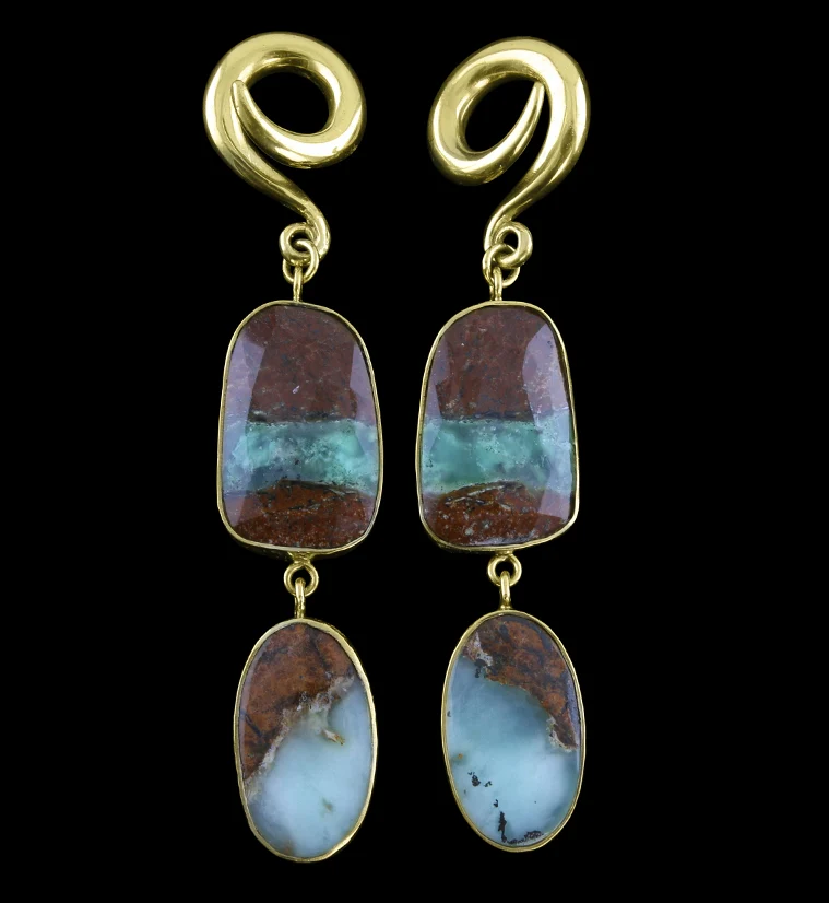 Double Chrysoprase Stone Ear Weights Version 7 - Mrs Treak
