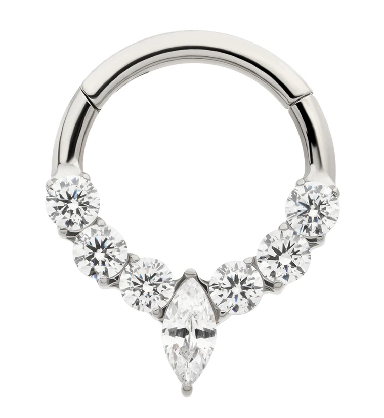 Icicle Clear CZ Titanium Hinged Segment Ring - Mrs Treak