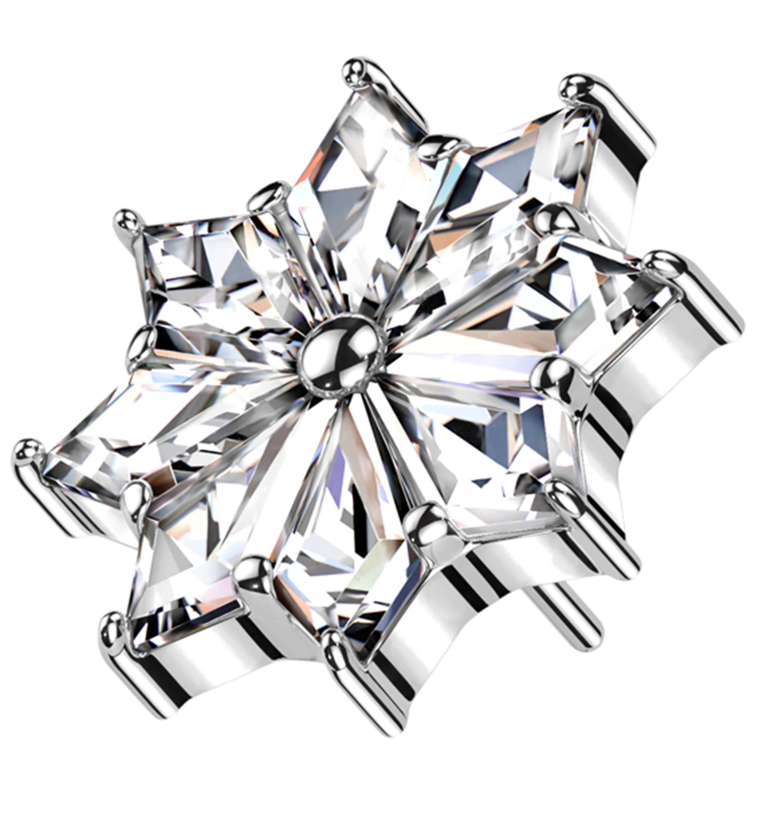 Snow Flower Clear CZ Titanium Threadless Top - Mrs Treak