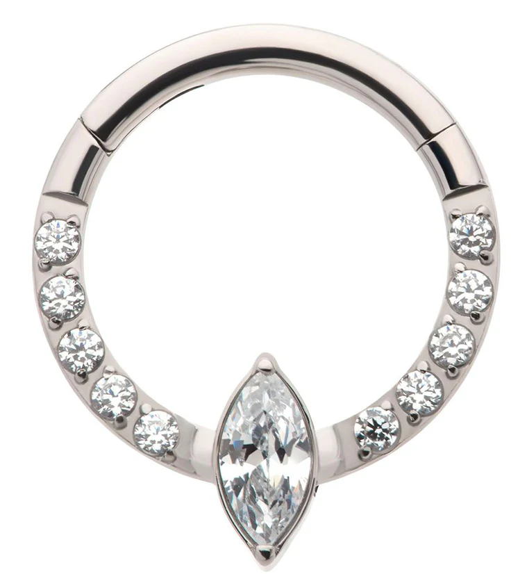 Ovoid Row CZ Titanium Hinged Segment Ring - Mrs Treak