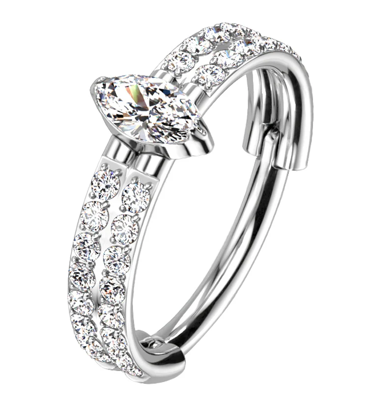 Bauble Double Line CZ Titanium Hinged Segment Ring - Mrs Treak
