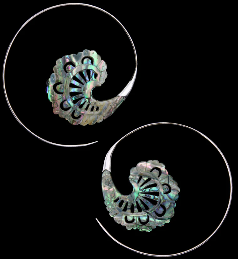 18G Baroque White Brass Abalone Hangers / Earrings - Mrs Treak