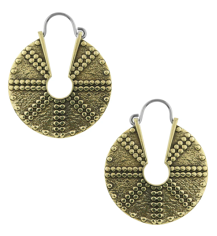 Pivot Brass Disk Hangers / Earrings - Mrs Treak