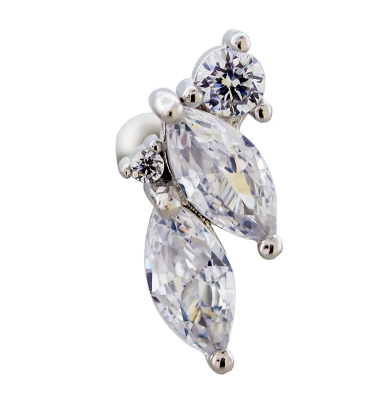 Marquise Clear Gem Cartilage Barbell - Mrs Treak