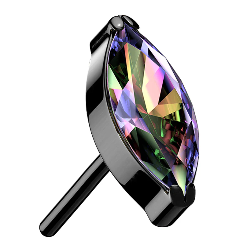 Black PVD Black Aurora CZ Oval Titanium Threadless Top - Mrs Treak
